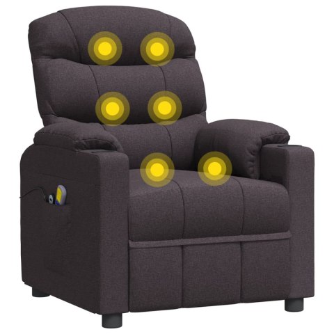 ELEKTRYCZNY FOTEL MASUJĄCY CIEMNOBRĄZOWY OBITY TKANINĄ