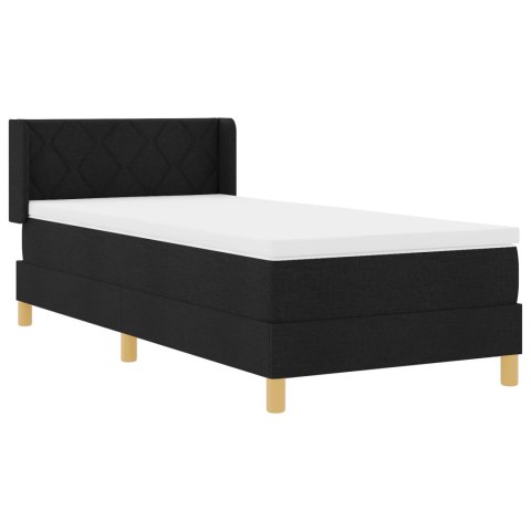 CZARNE ŁÓŻKO BOX SPRING Z MATERACEM 90X200CM