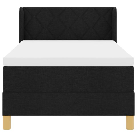 CZARNE ŁÓŻKO BOX SPRING Z MATERACEM 90X200CM