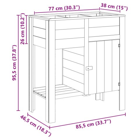 PODNIESIONE ŁÓŻKO OGRODOWE Z PRZECHOWYWANIEM 85X46X96CM DREWNO IMPREGNOWANE SOSNOWE