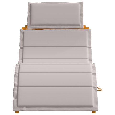 LEŻAKI Z PODUSZKAMI 2 SZT. TAUPE Z LITEGO DREWNA AKACJOWEGO