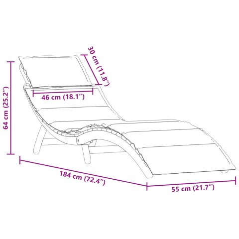 LEŻAKI Z PODUSZKAMI 2 SZT. TAUPE Z LITEGO DREWNA AKACJOWEGO