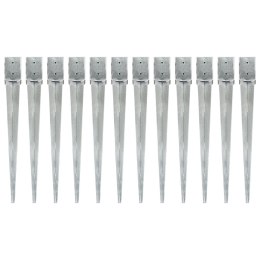 KOŁKI GRUNTOWE 12 SZT. SREBRNE 10X10X91CM STAL