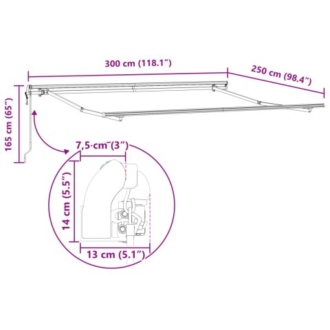 AUTOMATYCZNA MARKIZA CHOWANA W ŻÓŁTYM I POMARAŃCZOWYM 300X250 CM
