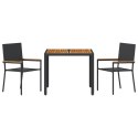 3-CZĘŚCIOWY ZESTAW JADALNY CZARNY POLIRATTAN