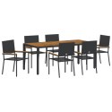 7-CZĘŚCIOWY ZESTAW DO JADALNI Z CZARNEGO POLIRATTANU