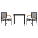 2-CZĘŚCIOWY ZESTAW STOŁU OGRODOWEGO Z PODUSZKAMI CZARNY POLIRATTAN