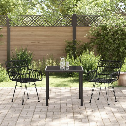 3-CZĘŚCIOWY ZESTAW DO JADALNI OGRODOWEJ CZARNY POLIRATTAN