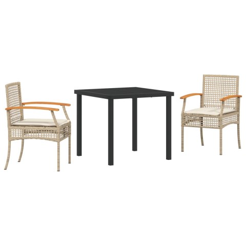 3-CZĘŚCIOWY ZESTAW DO JADALNI OGRODOWEJ Z PODUSZKAMI BEŻOWY POLIRATANU