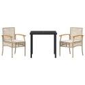 3-CZĘŚCIOWY ZESTAW DO JADALNI OGRODOWEJ Z PODUSZKAMI BEŻOWY POLIRATANU