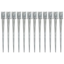 KOŁKI GRUNTOWE 12 SZT. SREBRNE 9X9X90CM STAL GALWANIZOWANA