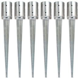 KOŁKI GRUNTOWE 6 SZT. SREBRNE 10X76CM STAL GALWANIZOWANA