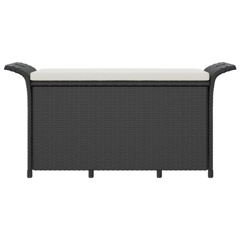 ŁAWKA OGRODOWA Z PODUSZKĄ CZARNA 116X46X57CM POLIRATTAN