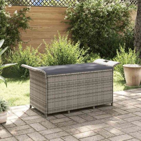 ŁAWKA OGRODOWA Z PODUSZKĄ SZARA 116X46X57CM POLIRATTAN
