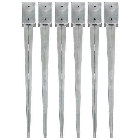 KOŁKI GRUNTOWE 6 SZT. SREBRNE 9X9X90CM STAL GALWANIZOWANA