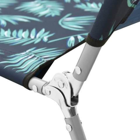 SKŁADANY LEŻAK STAL I TKANINA Z NADRUKIEM LIŚCI