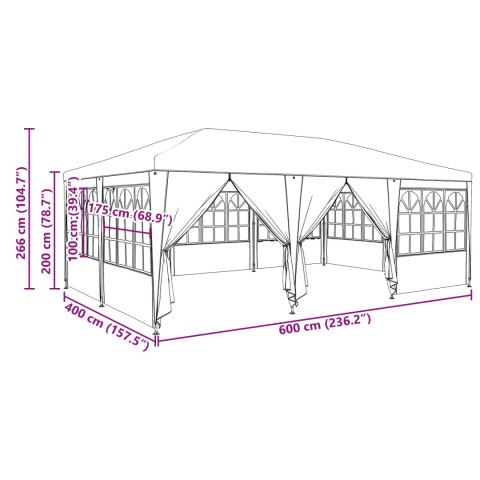 NAMIOT IMPREZOWY Z 10 ŚCIANAMI BOCZNYMI NIEBIESKI 6X4M PE