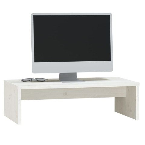 PODSTAWKA NA MONITOR BIAŁA 50X27X15CM LITE DREWNO SOSNOWE