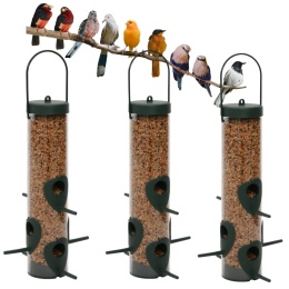KARMNIK DLA PTAKÓW OGRODOWY ZESTAW 3 SZTUKI 6 OTWORÓW DO ZIARNA
