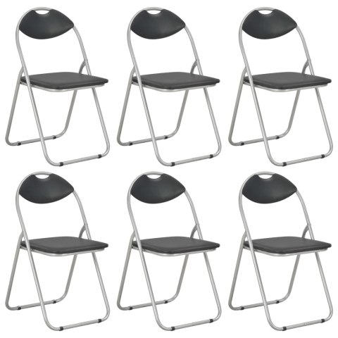 SKŁADANE KRZESŁA JADALNIANE 6 SZT. CZARNE SZTUCZNA SKÓRA