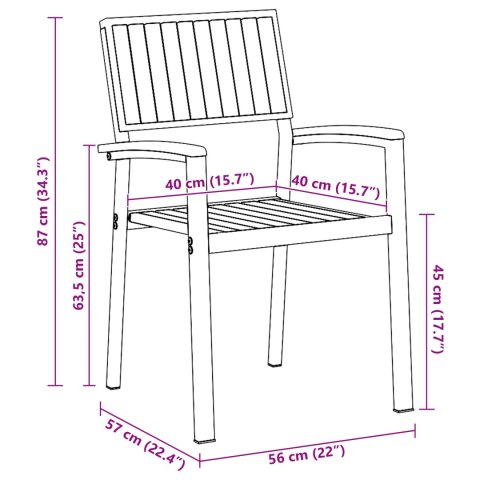 5-CZĘŚCIOWY ZESTAW JADALNIANY DO OGRODU Z LITEGO DREWNA AKACJOWEGO I METALU