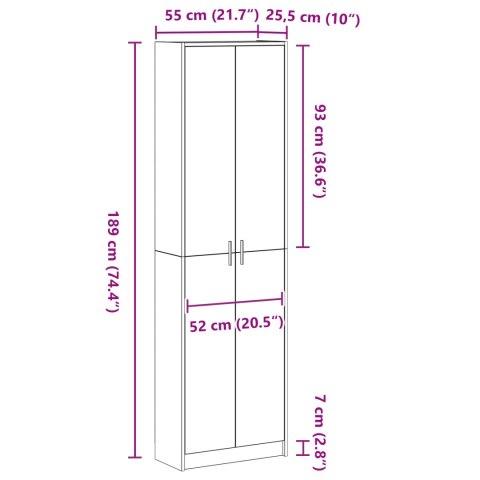 SZAFA SZARA SONOMA 55X25X189CM