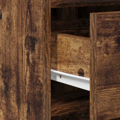 ZESTAW TOALETKI Z OŚWIETLENIEM LED 2-CZĘŚCIOWY Z DREWNA INŻYNIERYJNEGO DYMIONEGO DĘBU