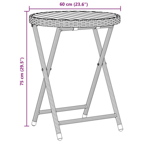 3-CZĘŚCIOWY ZESTAW BISTRO OGRODOWEGO Z PODUSZKAMI SZARY POLIRATTAN