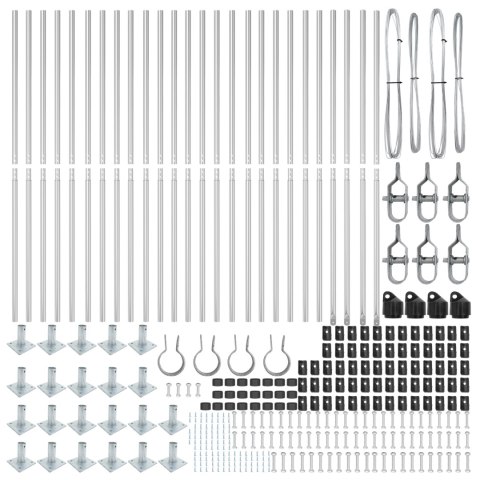 PŁOTY Z PODSTAWAMI 26 SZT. Ø32MM 83,5CM ZE STALI OCYNKOWANEJ