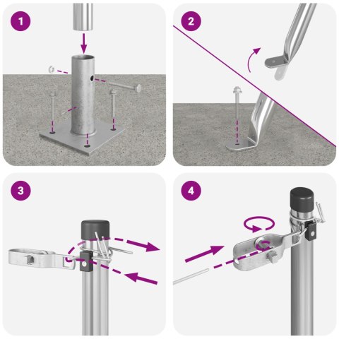 PŁOTY Z PODSTAWAMI 26 SZT. Ø32MM 83,5CM ZE STALI OCYNKOWANEJ