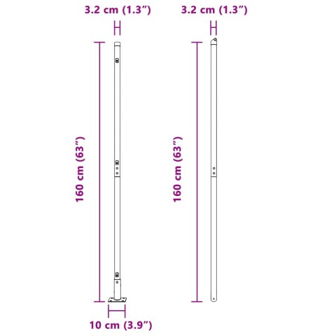 PŁOTY Z PODSTAWAMI 26 SZT. Ø32MM 83,5CM ZE STALI OCYNKOWANEJ