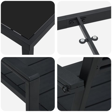 5 ELEMENTOWY ZESTAW DO JADALNI OGRODOWEJ CZARNY HDPE