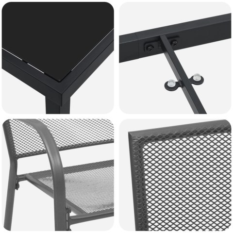 3-CZĘŚCIOWY ZESTAW DO JADALNI OGRODOWEJ ANTRACYTOWA STAL