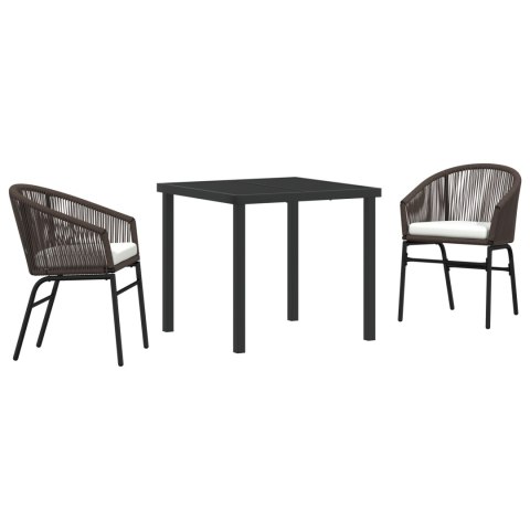 3-CZĘŚCIOWY ZESTAW DO JADALNI OGRODOWEJ BRĄZOWEGO POLI RATTANU
