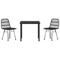 3-CZĘŚCIOWY ZESTAW DO JADALNI OGRODOWEJ CZARNY POLIRATTAN