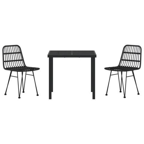 3-CZĘŚCIOWY ZESTAW DO JADALNI OGRODOWEJ CZARNY POLIRATTAN
