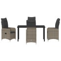 5-CZĘŚCIOWY ZESTAW DO JADALNI OGRODOWEJ Z PODUSZKAMI SZARY POLIRATTAN