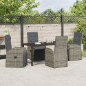 5-CZĘŚCIOWY ZESTAW MEBLI OGRODOWYCH Z PODUSZKAMI SZARY POLIRATTAN