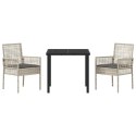 3-CZĘŚCIOWY ZESTAW DO JADALNI NA ZEWNĄTRZ Z PODUSZKAMI JASNOSZARY