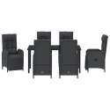 7-CZĘŚCIOWY ZESTAW JADALNIANY Z PODUSZKAMI W CZARNYM POLIRATTANIE