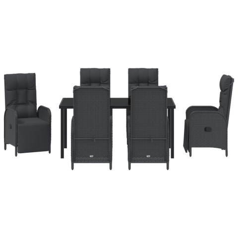 7-CZĘŚCIOWY ZESTAW JADALNIANY Z PODUSZKAMI W CZARNYM POLIRATTANIE