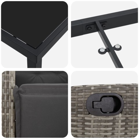 3-CZĘŚCIOWY ZESTAW DO JADALNI OGRODOWEJ SZARY POLIRATTAN