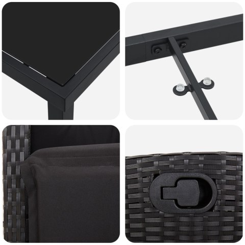 5-CZĘŚCIOWY ZESTAW DO JADALNI OGRODOWEJ CZARNY POLIRATTAN