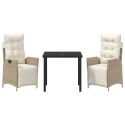 3-CZĘŚCIOWY ZESTAW DO JADALNI OGRODOWEJ BEŻOWY POLIRATTAN