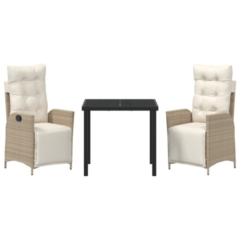 3-CZĘŚCIOWY ZESTAW DO JADALNI OGRODOWEJ BEŻOWY POLIRATTAN