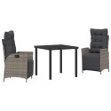 3-CZĘŚCIOWY ZESTAW DO JADALNI OGRODOWEJ SZARY RATTAN PE