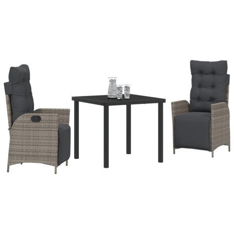 3-CZĘŚCIOWY ZESTAW DO JADALNI OGRODOWEJ SZARY RATTAN PE