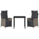 3-CZĘŚCIOWY ZESTAW DO JADALNI OGRODOWEJ SZARY RATTAN PE