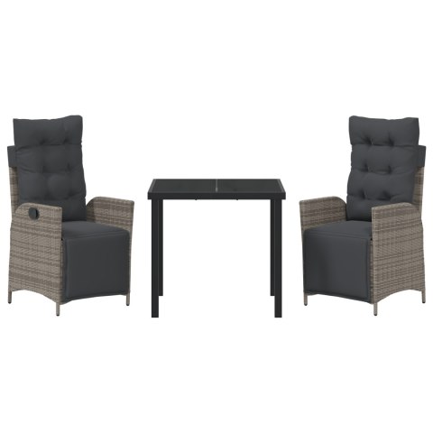 3-CZĘŚCIOWY ZESTAW DO JADALNI OGRODOWEJ SZARY RATTAN PE