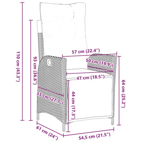 5-CZĘŚCIOWY ZESTAW DO JADALNI NA TARAS CZARNY RATTAN PE